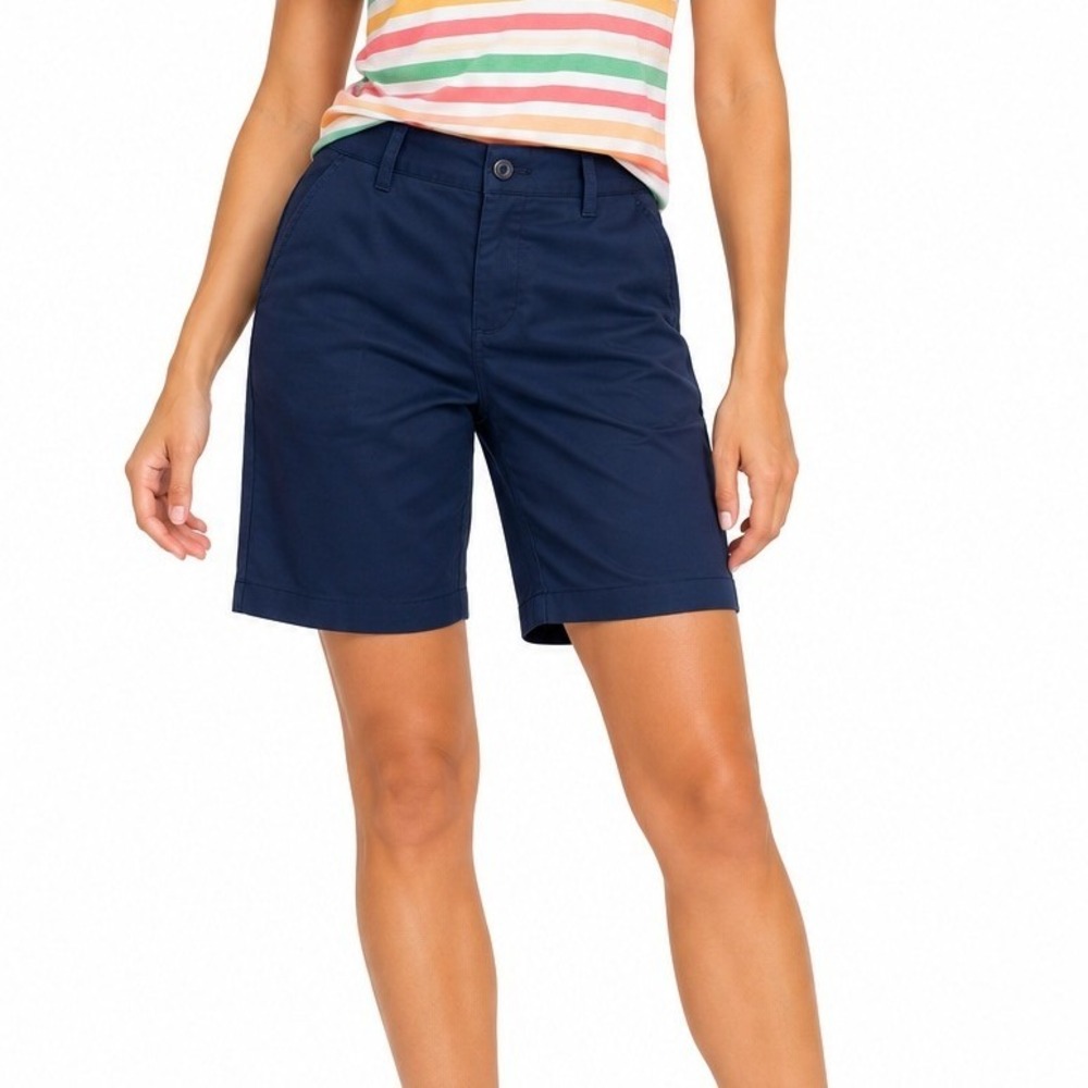 *NWT* Lands' End Chino Shorts Women Size 8 Navy Blue Classic